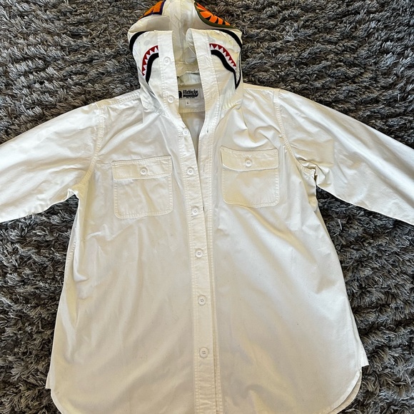 White Bape button up shirt size large - Picture 2 of 9